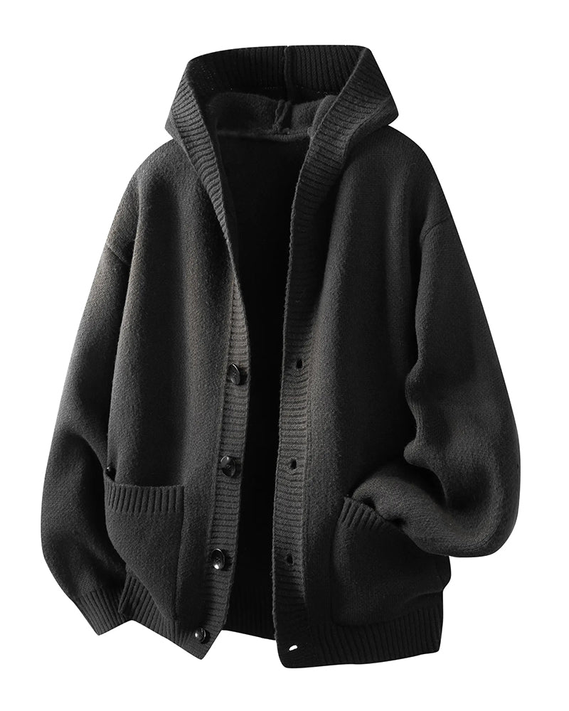 Hooded Button Pocket Men's Cardigan