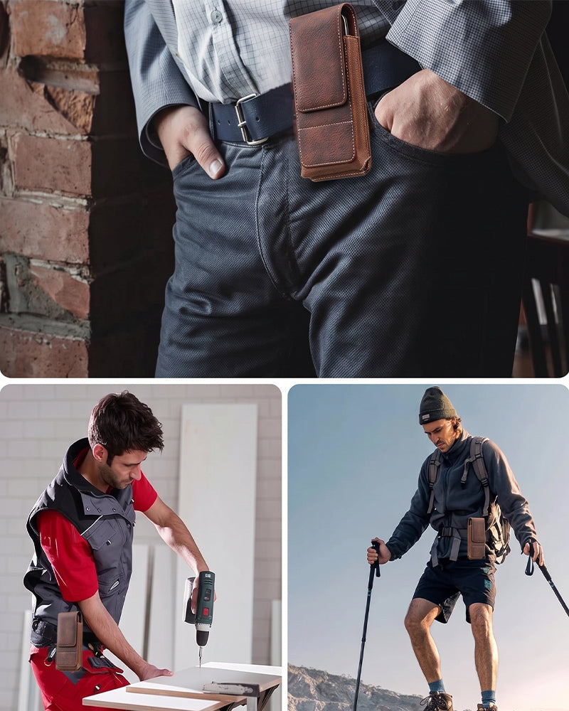 🔥Waist Belt Cell Phone Pouch 📱 Multi-Pocket Leather Holster with Card Holder
