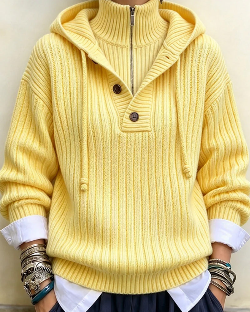 Half-Zip Hooded Drawstring Pullover