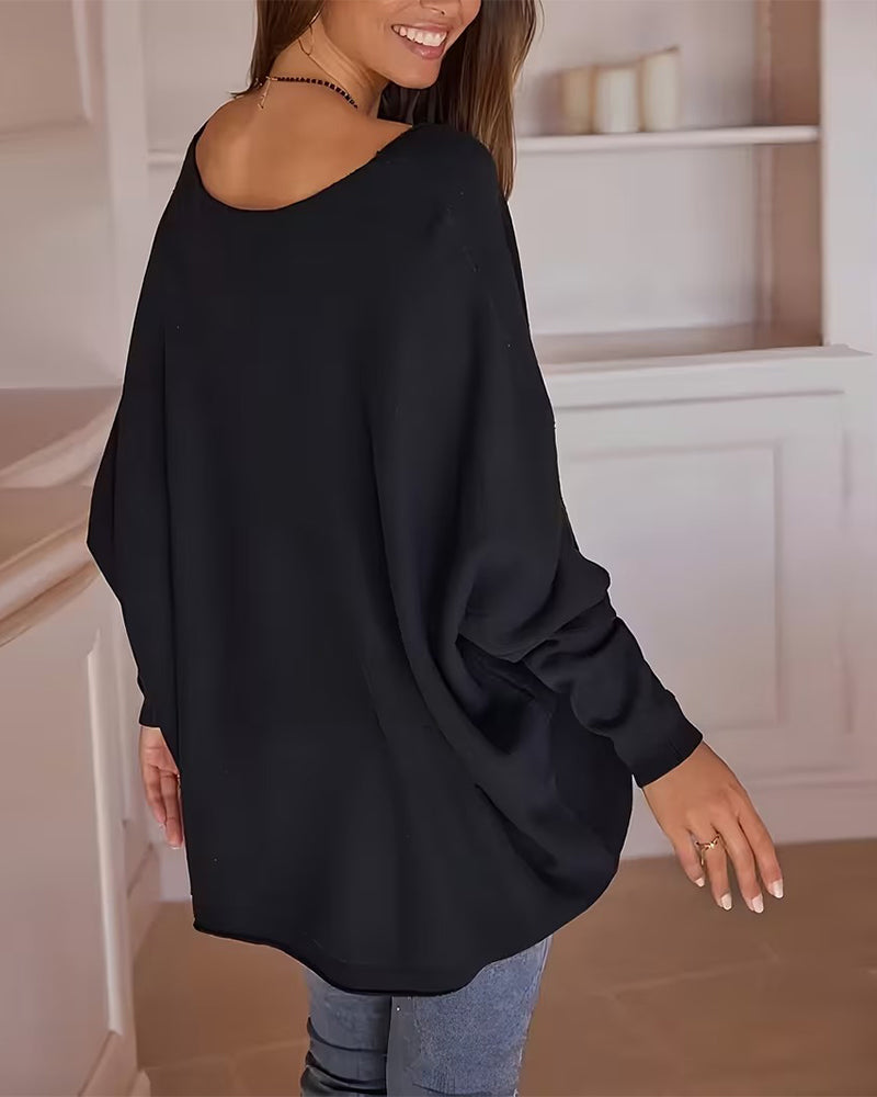 V-Neck Loose-Fitting Stylish Pullover