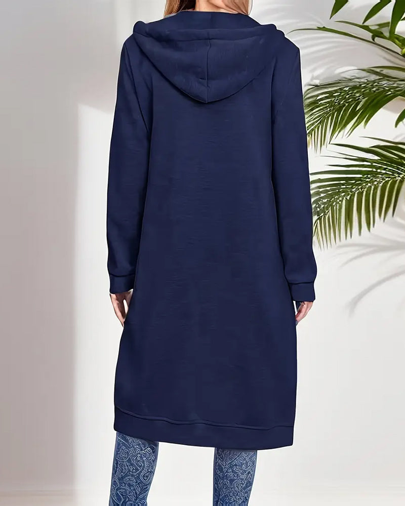Hooded Zip-Up Sweatshirt Coat
