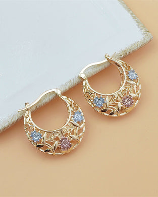 Vintage Flower Hoop Earrings