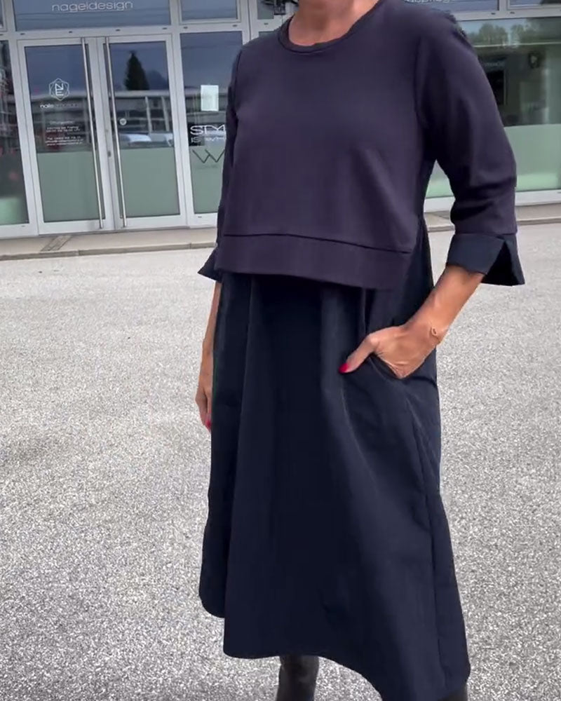 Round Neck Patchwork Fashion Dress