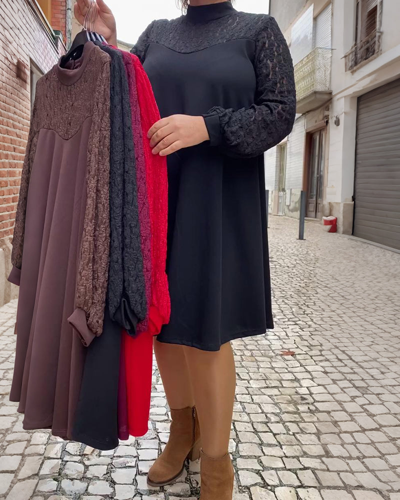 Fashionable Lace Patchwork Dress