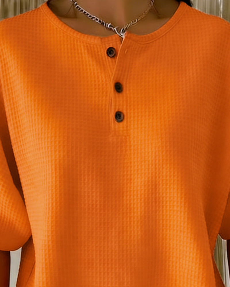 Waffle Loose Casual Top