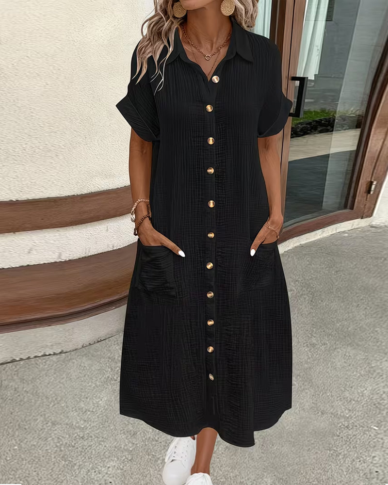 Polo Shirt Style Pocket Dress