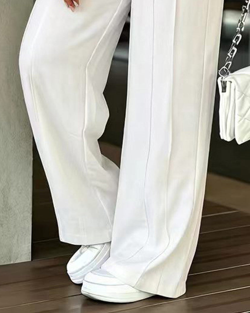Center Crease High Waist Tie Pants