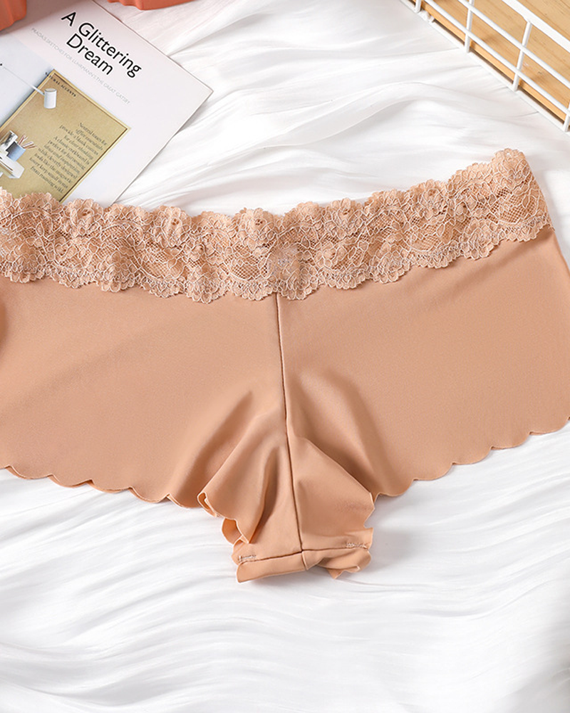 Lace Trim Mid-Rise Panties