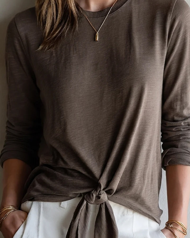 Hem Tie Long Sleeve T-Shirt