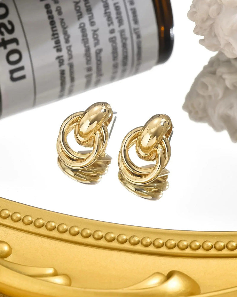 Vintage Textured Double-Layer Metal Wrap Earrings