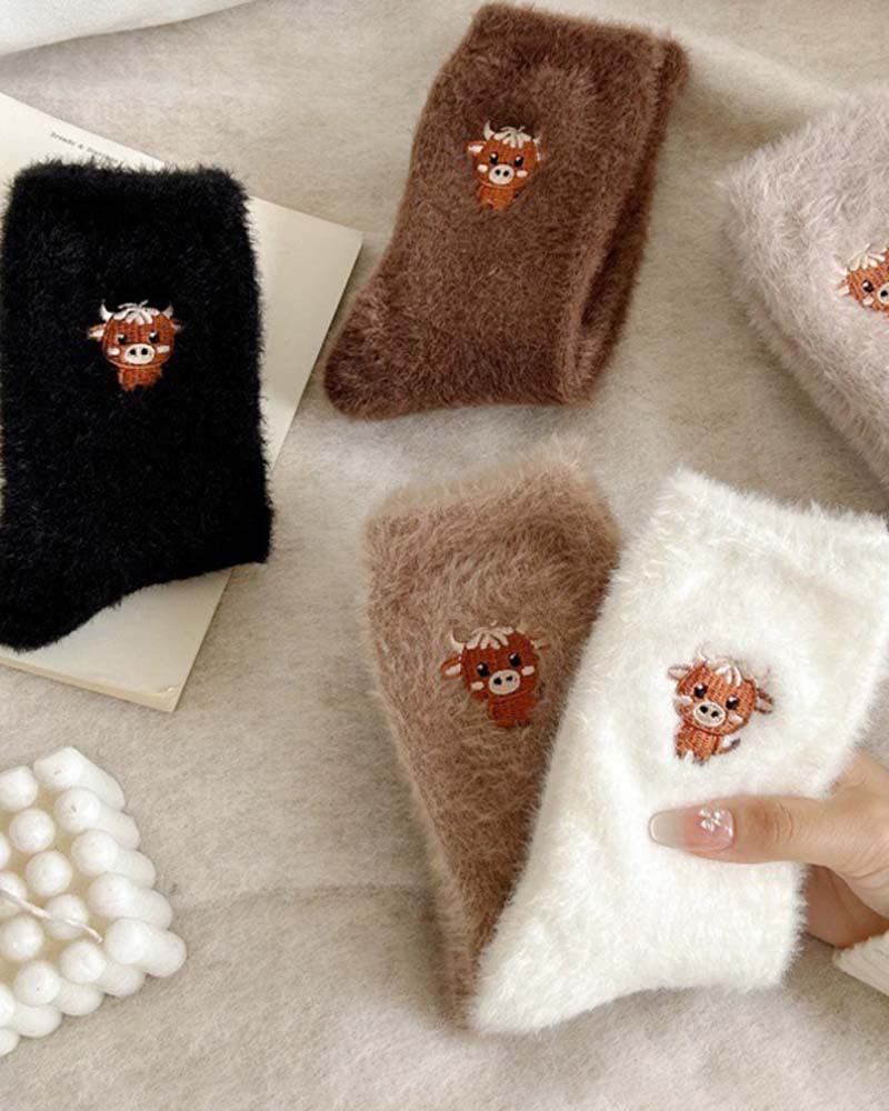 Cute Cow Slipper Socks