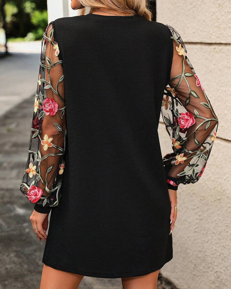 Mesh Embroidery Patchwork Dress