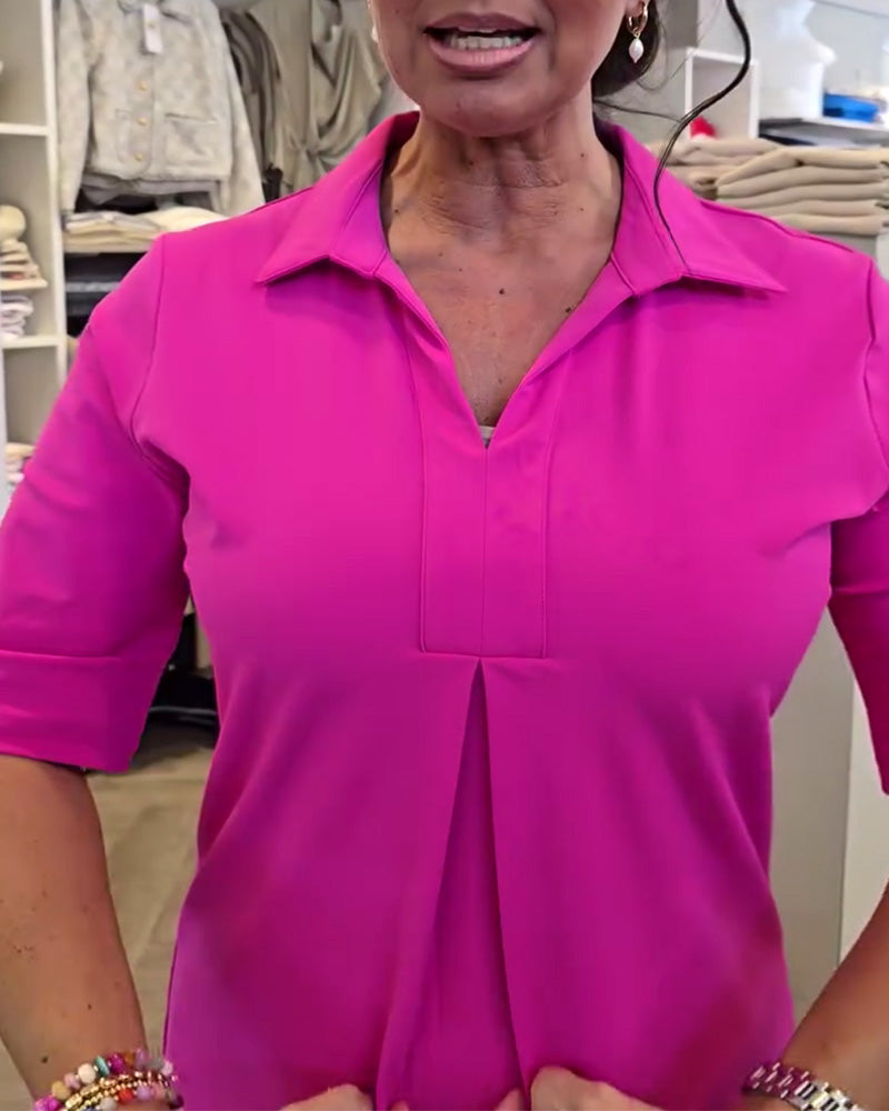 Lapel Casual Solid Color Dress