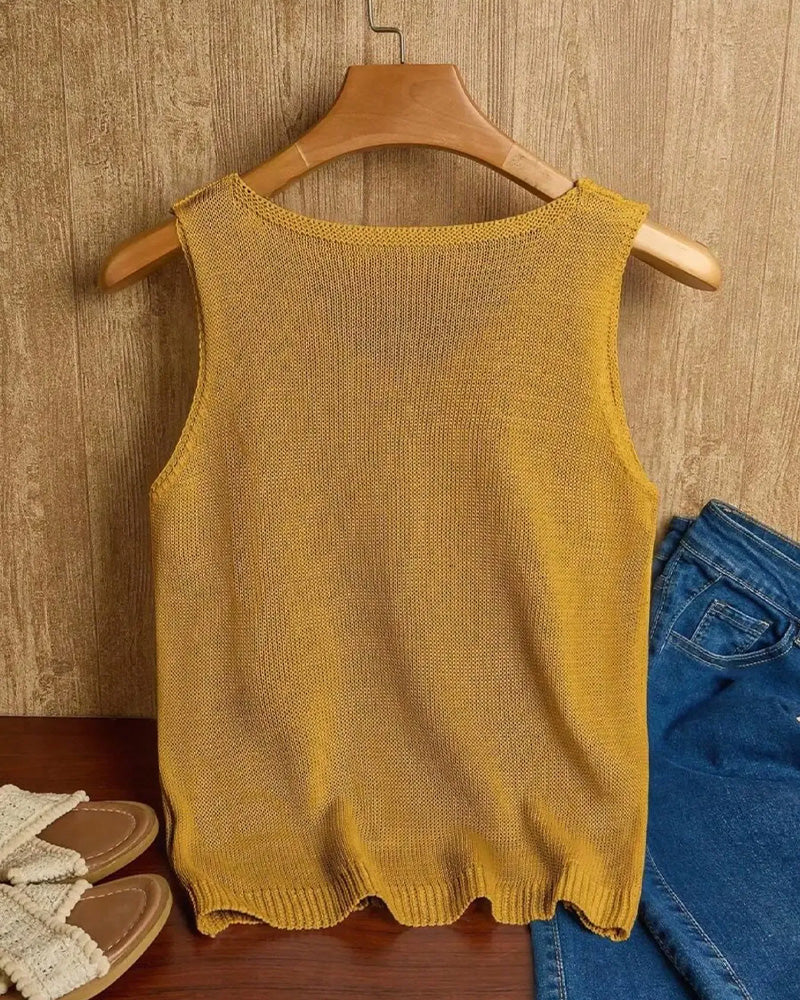 V-Neck Cutout Sleeveless Pullover