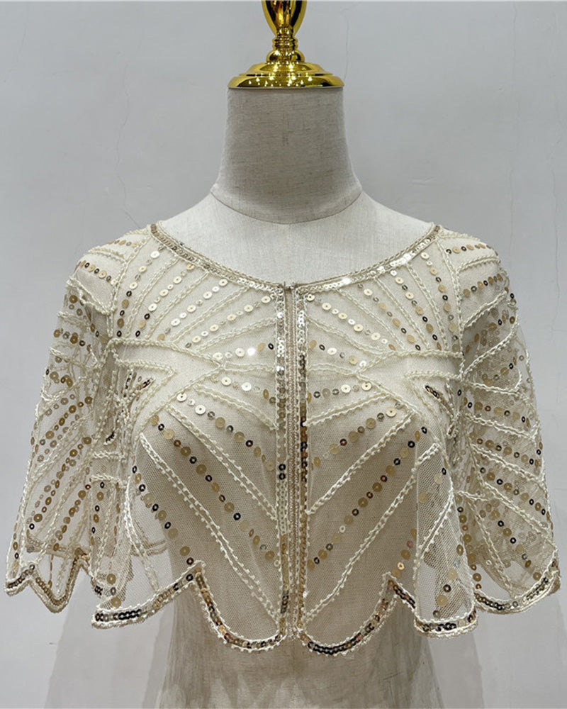 Vintage lace with beads shawl