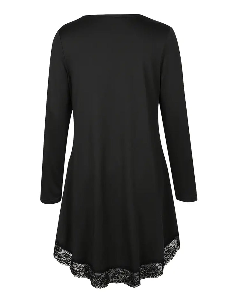 Irregular Long-Sleeved Mesh Patchwork Top