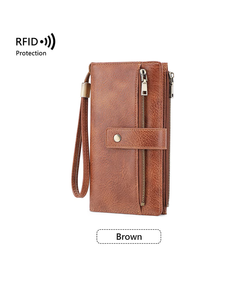 Women's long wallet, stylish clutch, elegant solid color RFID blocking leather wallet👛