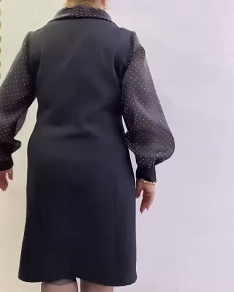 Lantern Sleeve Mesh Patchwork Dress