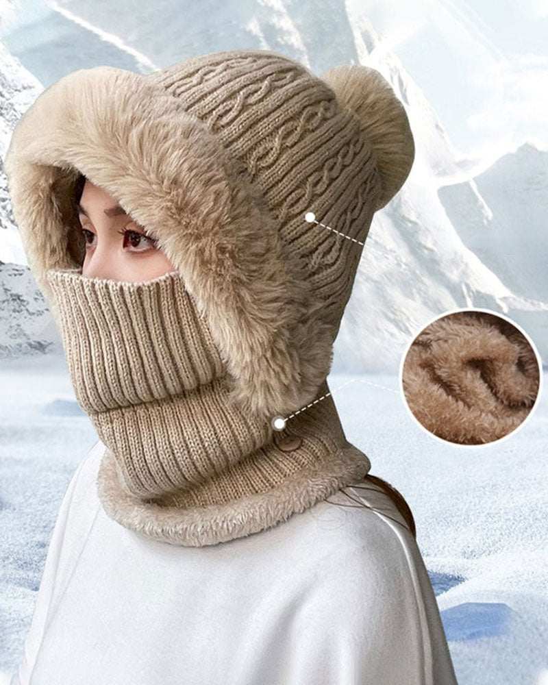All-in-One Knitted Hat and Scarf