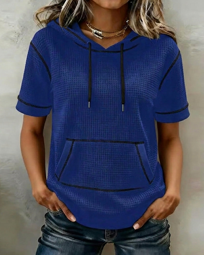 Casual Drawstring Pocket T-Shirt