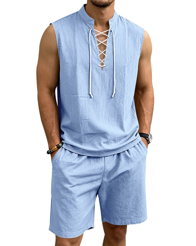Men's V-Neck Two-Piece Set