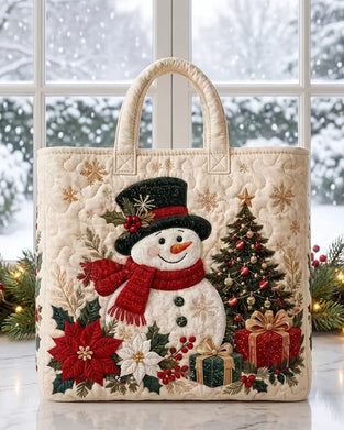 Christmas Tree Snowman Tote Bag