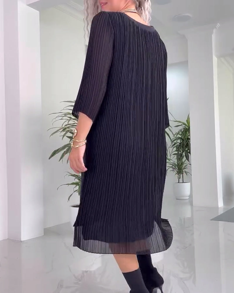 Solid color slit casual dress