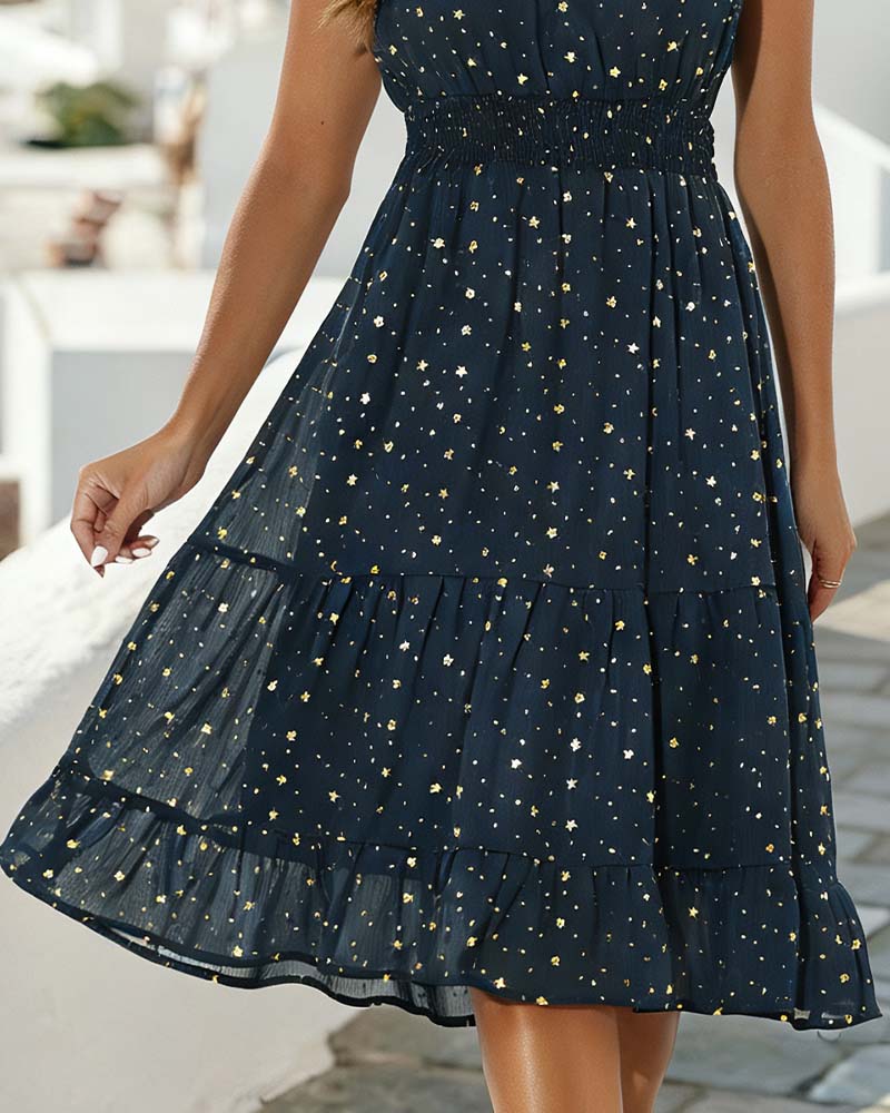 Ruffle Sleeveless Flounce Dress