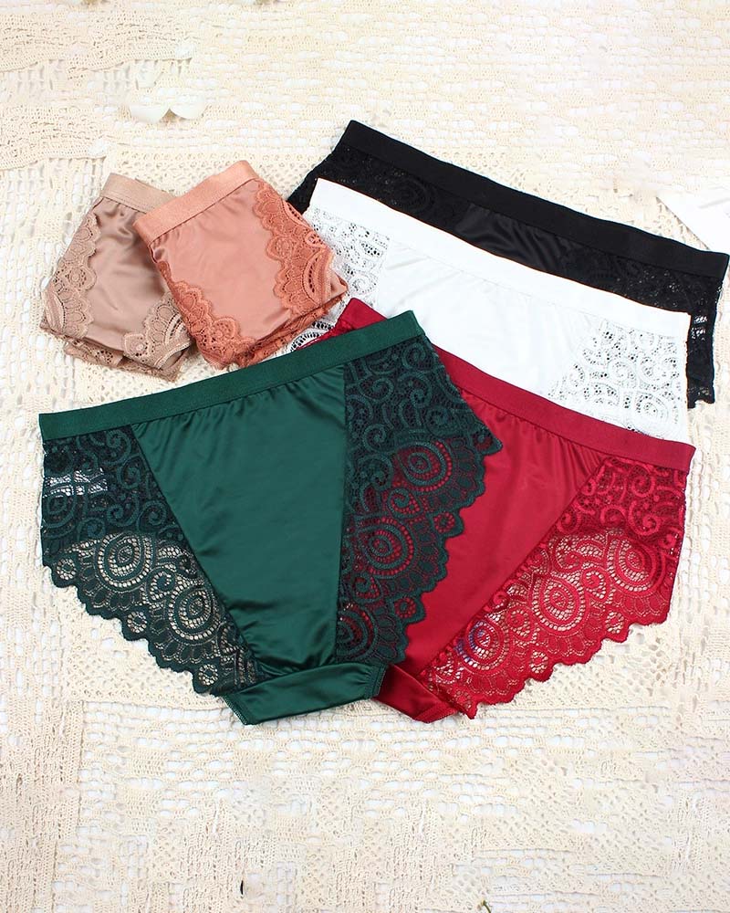 Women's High Waist Contrast Panties Set