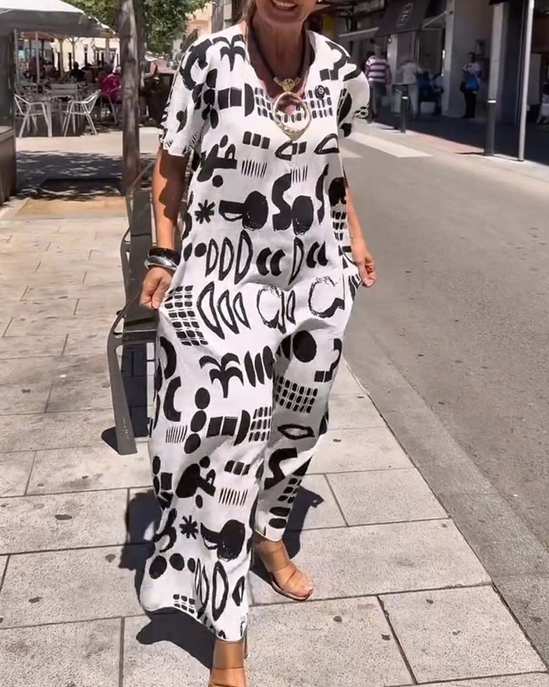 Abstract Graffiti Loose Jumpsuit