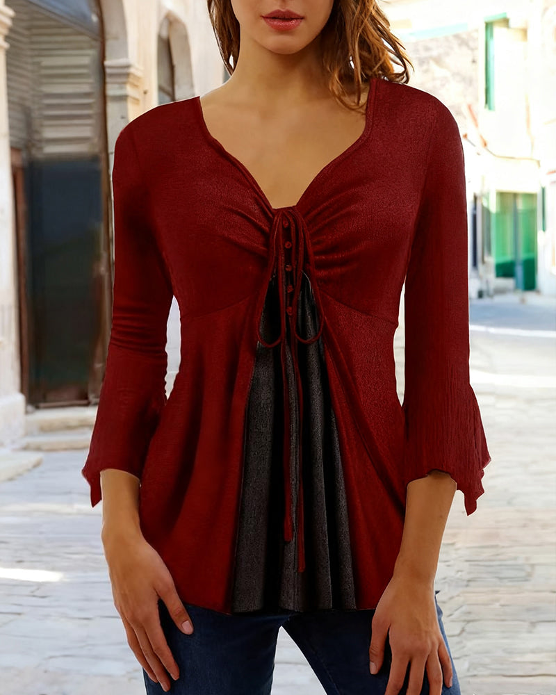 Bow-Tie Bell-Sleeve Top