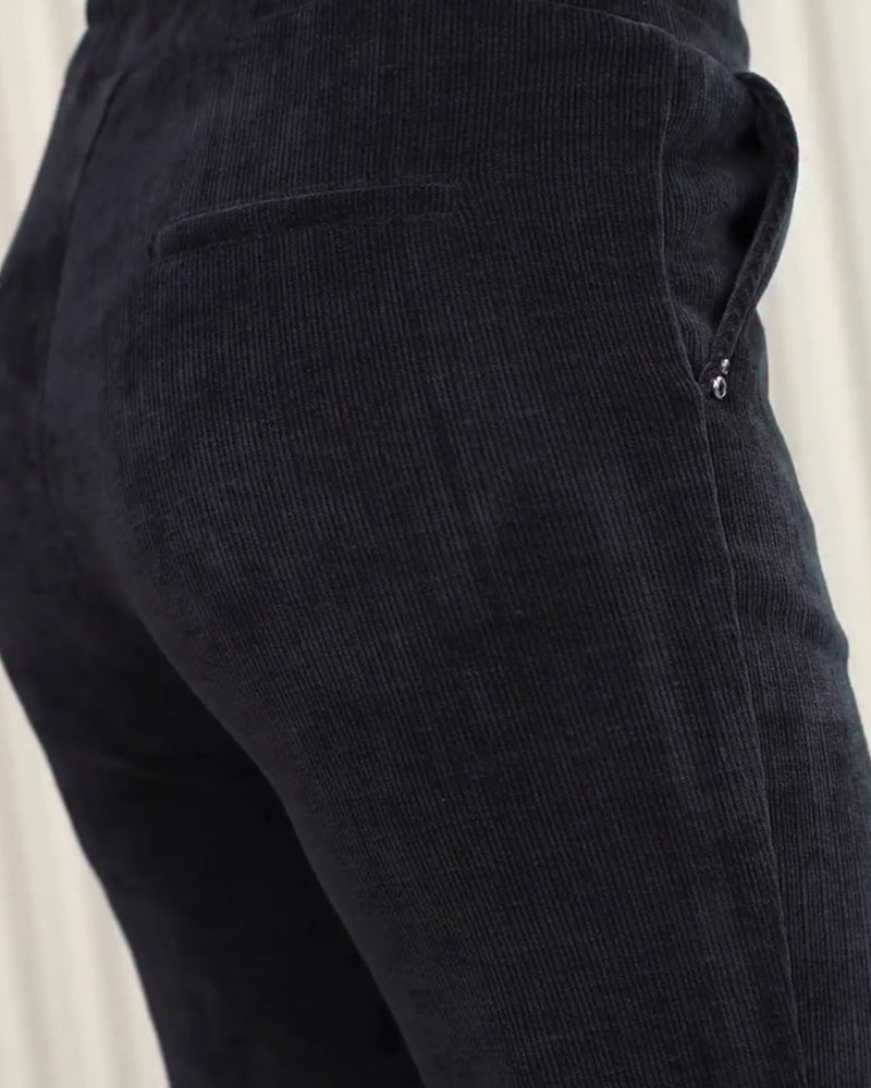 Drawstring Elastic Waist Corduroy Pants