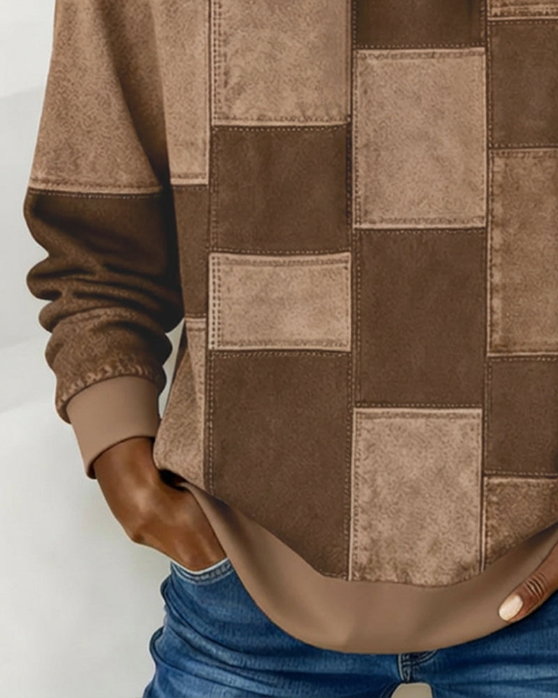 Stylish Plaid Long-Sleeved Hoodie