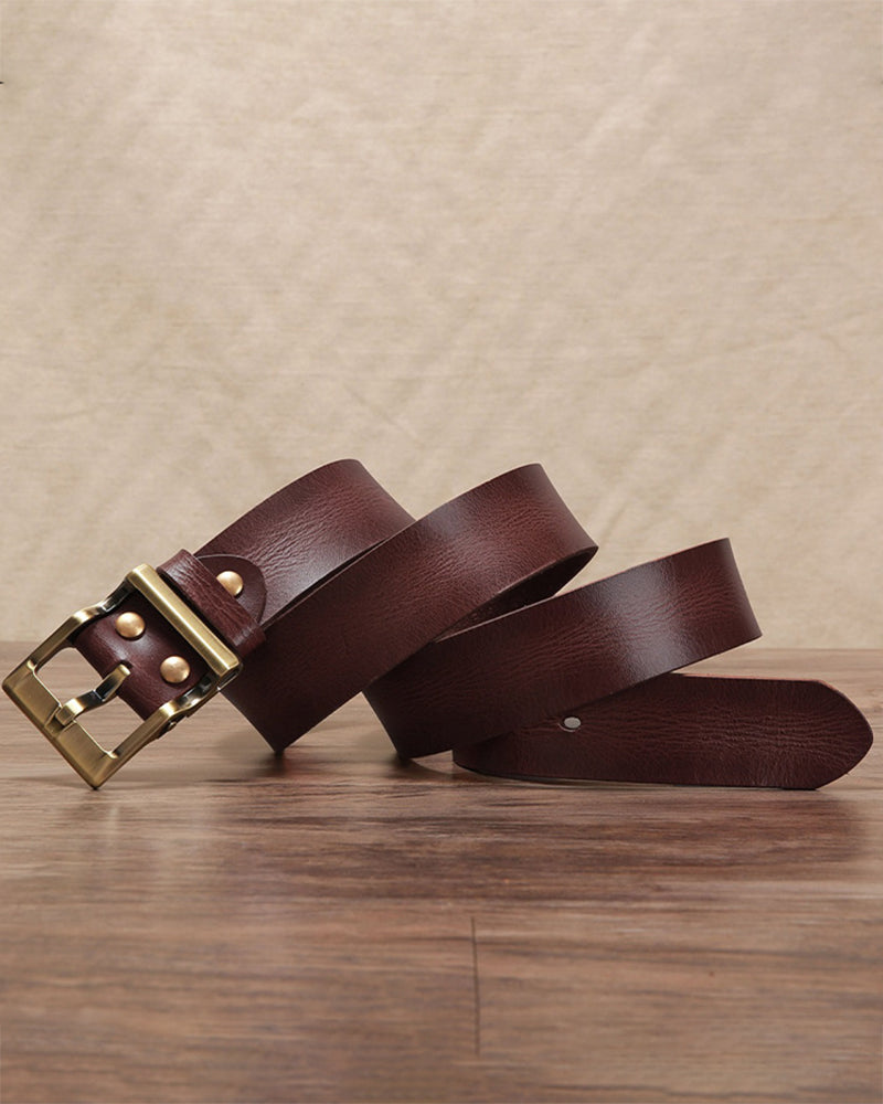 Vintage Distressed Top-Grain Leather Belt