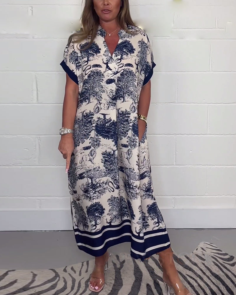 Animal print V-neck pocket dress