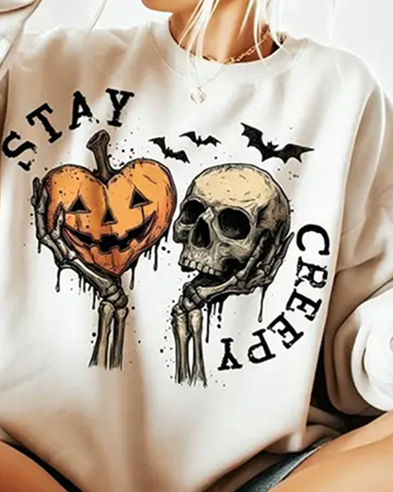 Round Neck Long Sleeve Halloween Sweatshirt