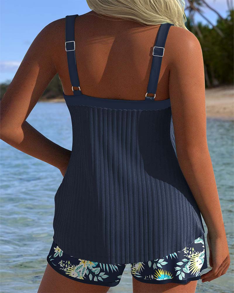 Aumora Striped Two-Piece Beach Shorts Tankini