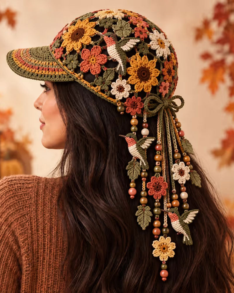🍂 Women’s Handmade Crochet Autumn Baseball Cap