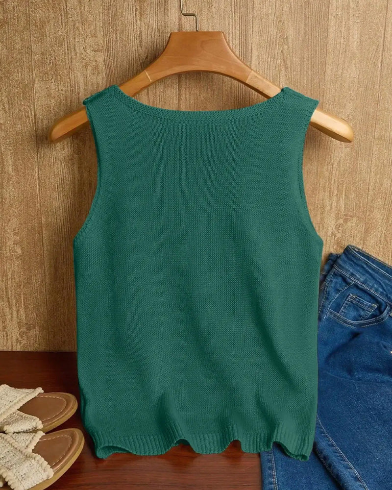V-Neck Cutout Sleeveless Pullover
