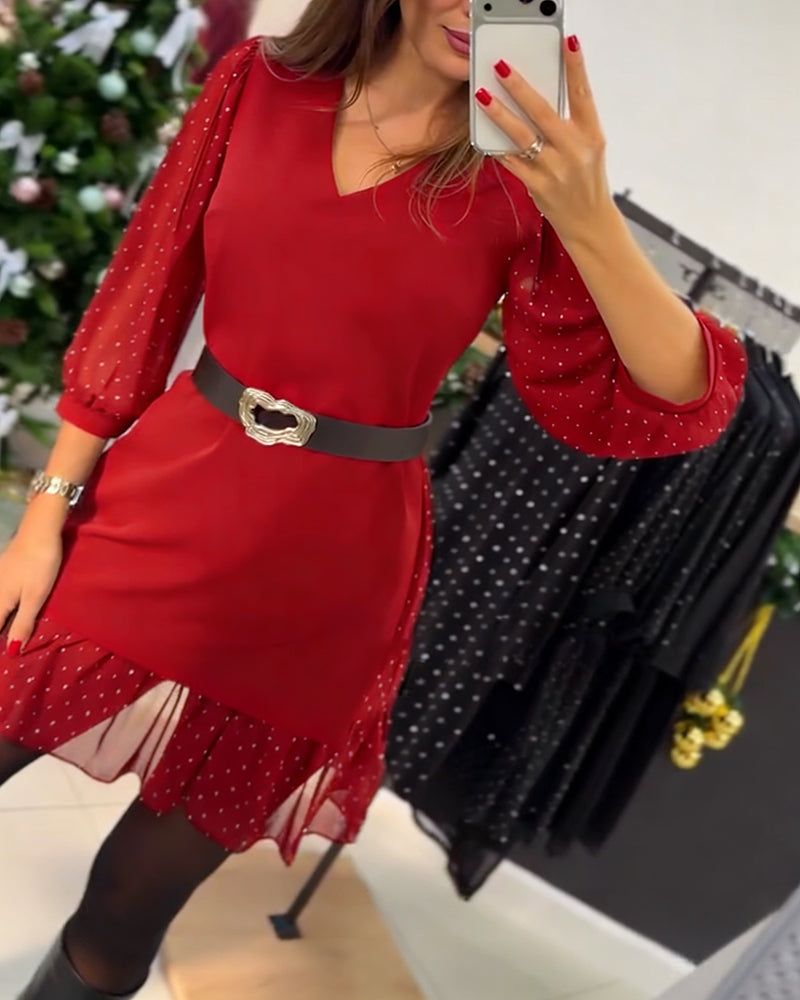 Stylish V-Neck Patchwork Dress