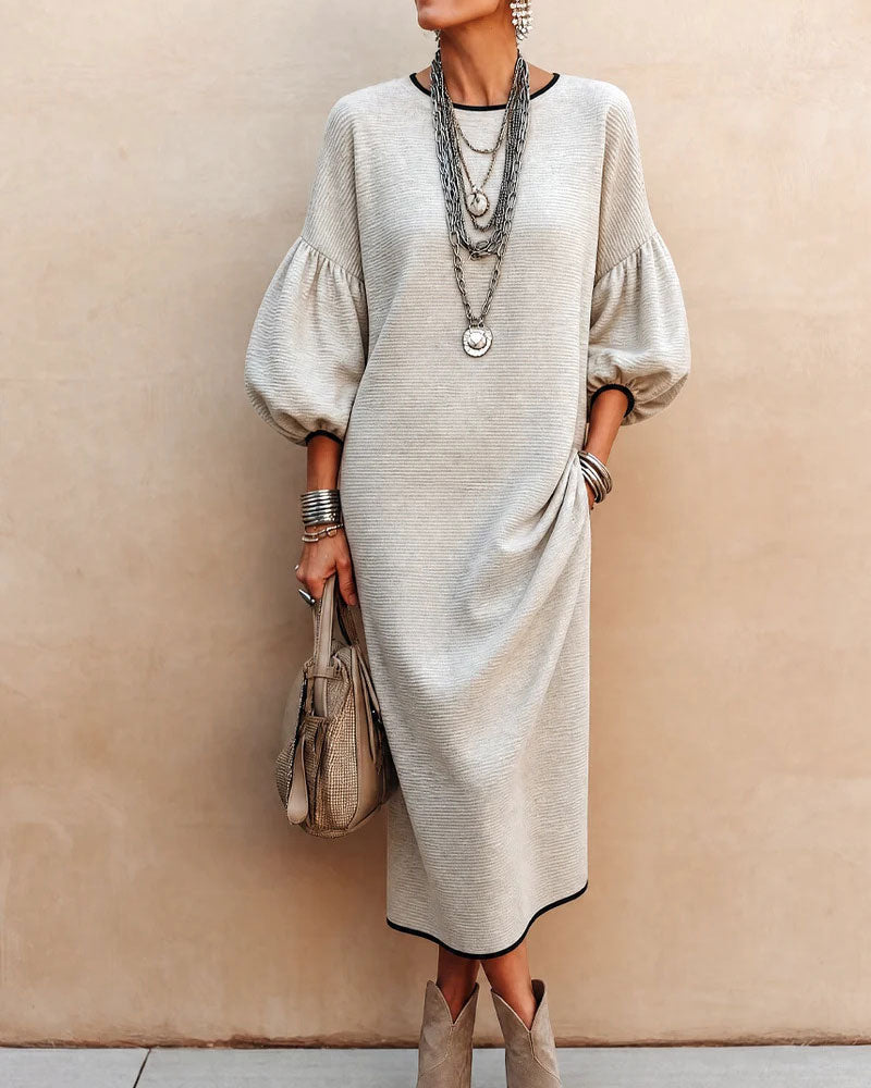 Color Block Puff Sleeve Dress
