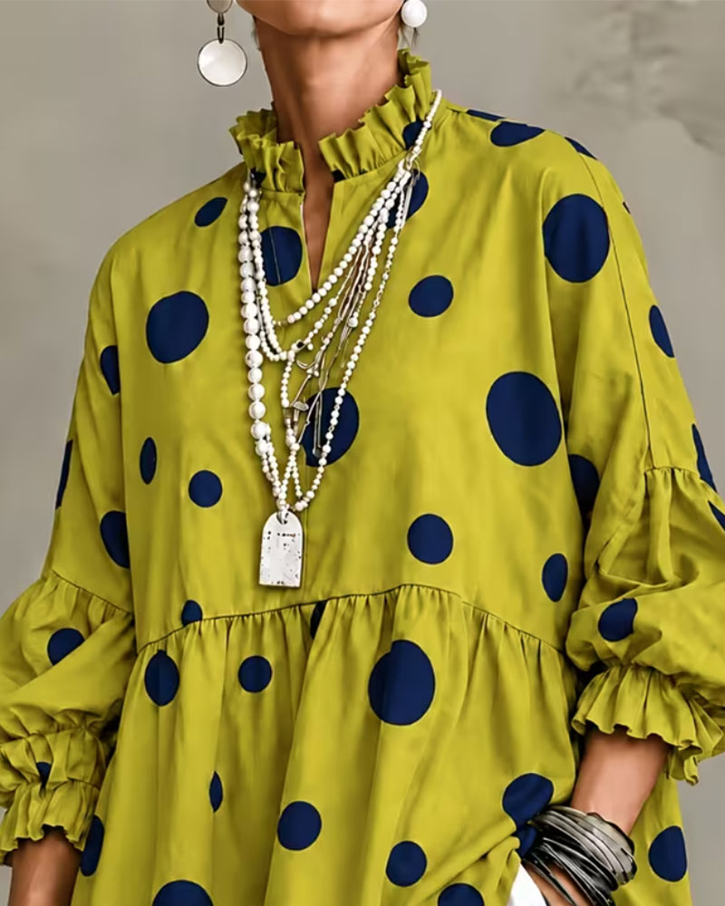 Large Polka Dot Ruffle Blouse