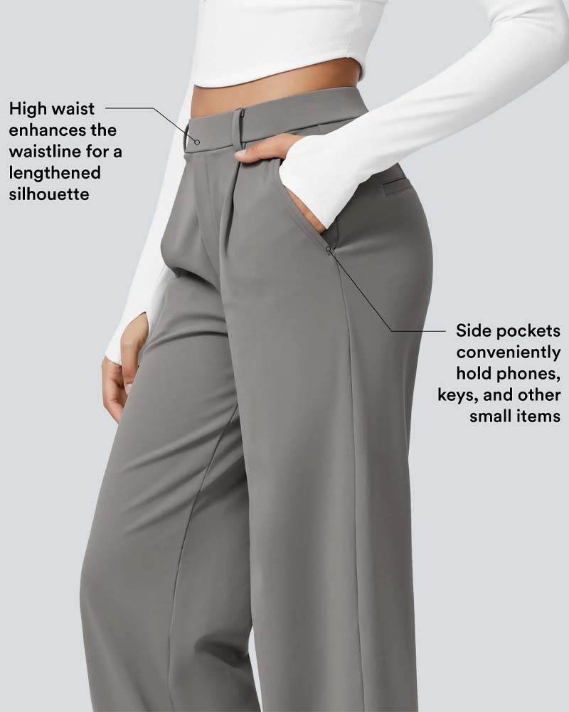 Solid Color Drape Suit Straight Pants