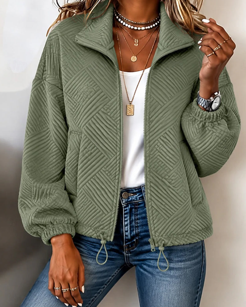 Stand Collar Zipper Short Coat