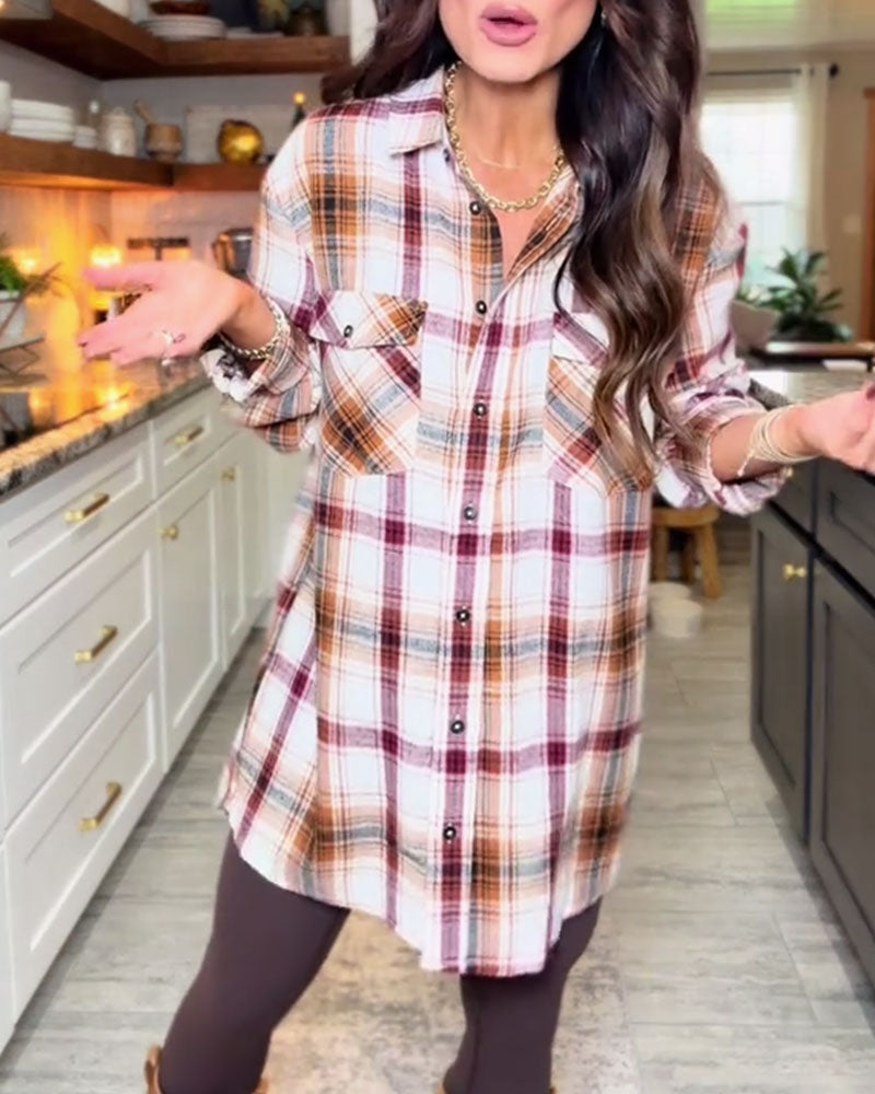 Casual Loose Plaid Pocket Shirt