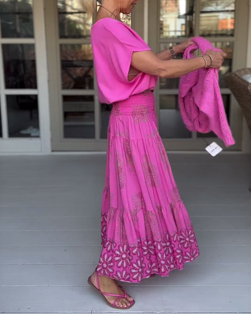 Round neck solid color loose T-shirt