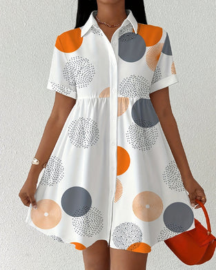 Polka Dot Print Shirt Dress