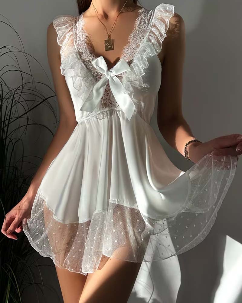 Lace Trim Backless Strappy Lingerie