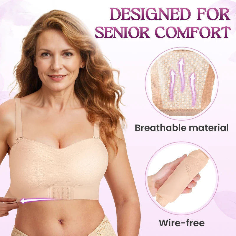 Non-Slip Comfort Strapless Push-Up Bra with Front Buckle