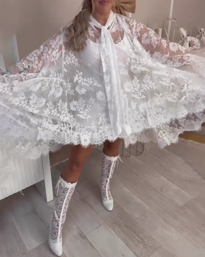 Ribbon Cover-Up & Slip Dress Set